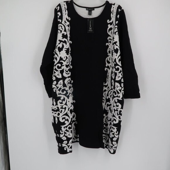 INC International Concepts Black White Long Sleeve Sweater Style Tunic 3XL NWT - Picture 6 of 11